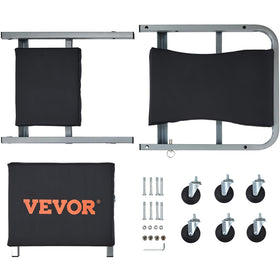 VEVOR lifestyle shot in garage with mechanic using creeper for efficiency benefit