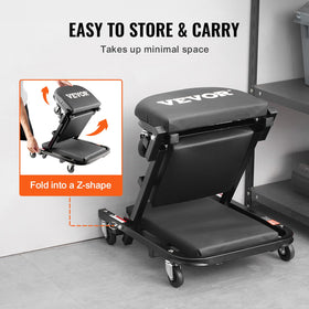 VEVOR in seat mode with user demonstrating low-height work comfort and back support benefit