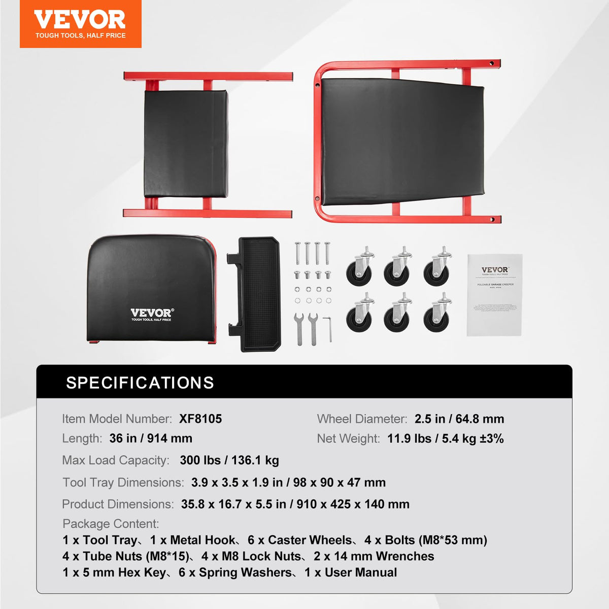 VEVOR beside toolbox showing 36-inch size and scale benefit