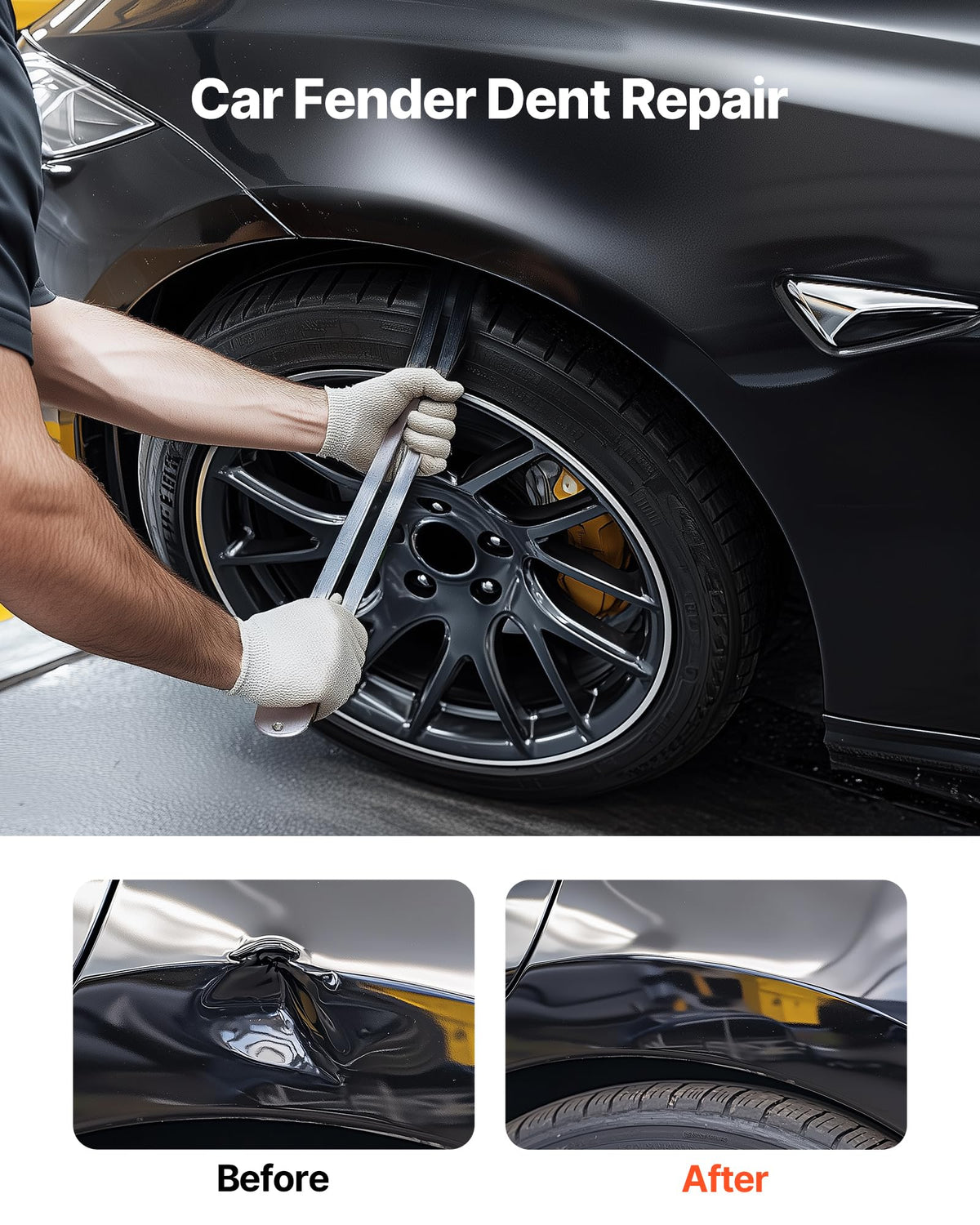 VEVOR curved rod close-up demonstrating reach into tight fender gaps