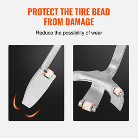 VEVOR demounting bar angle detail highlighting optimized shape for easy bead breaking