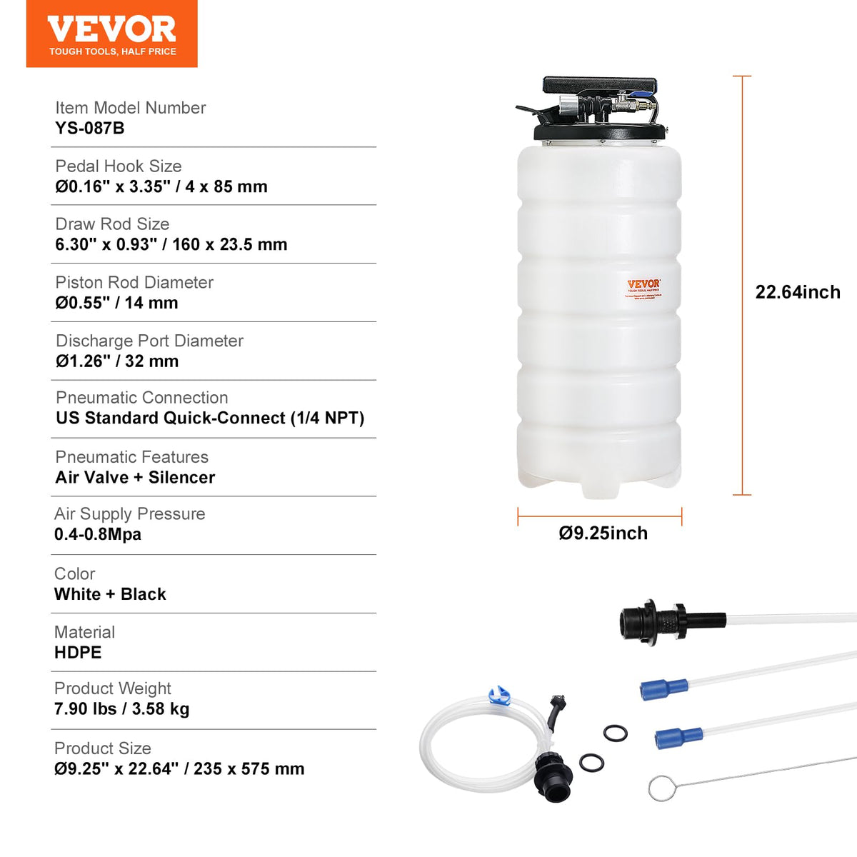 VEVOR dipstick detail displaying measurement aid for safe tank filling