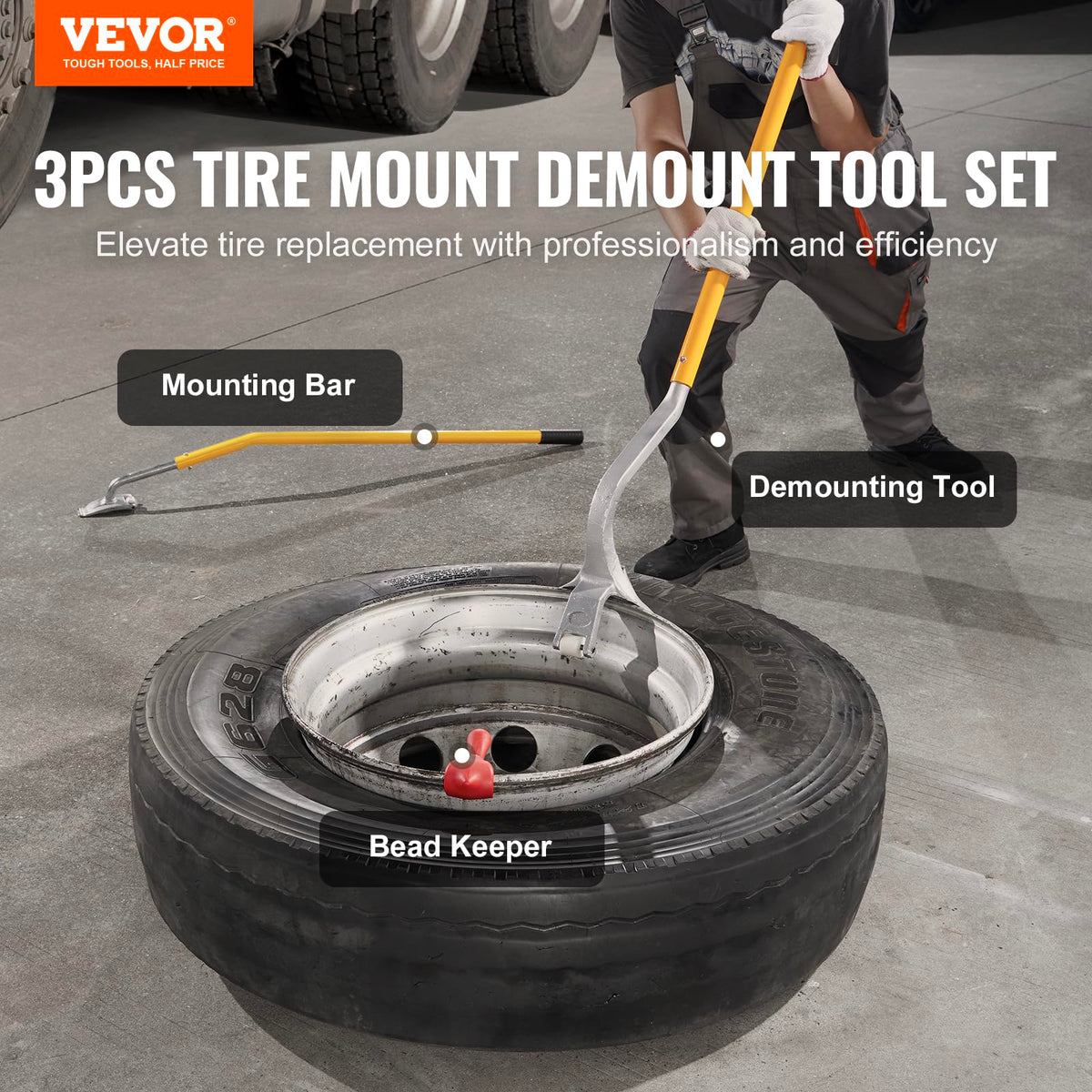 VEVOR demount tool nylon roller close-up prevents rim damage