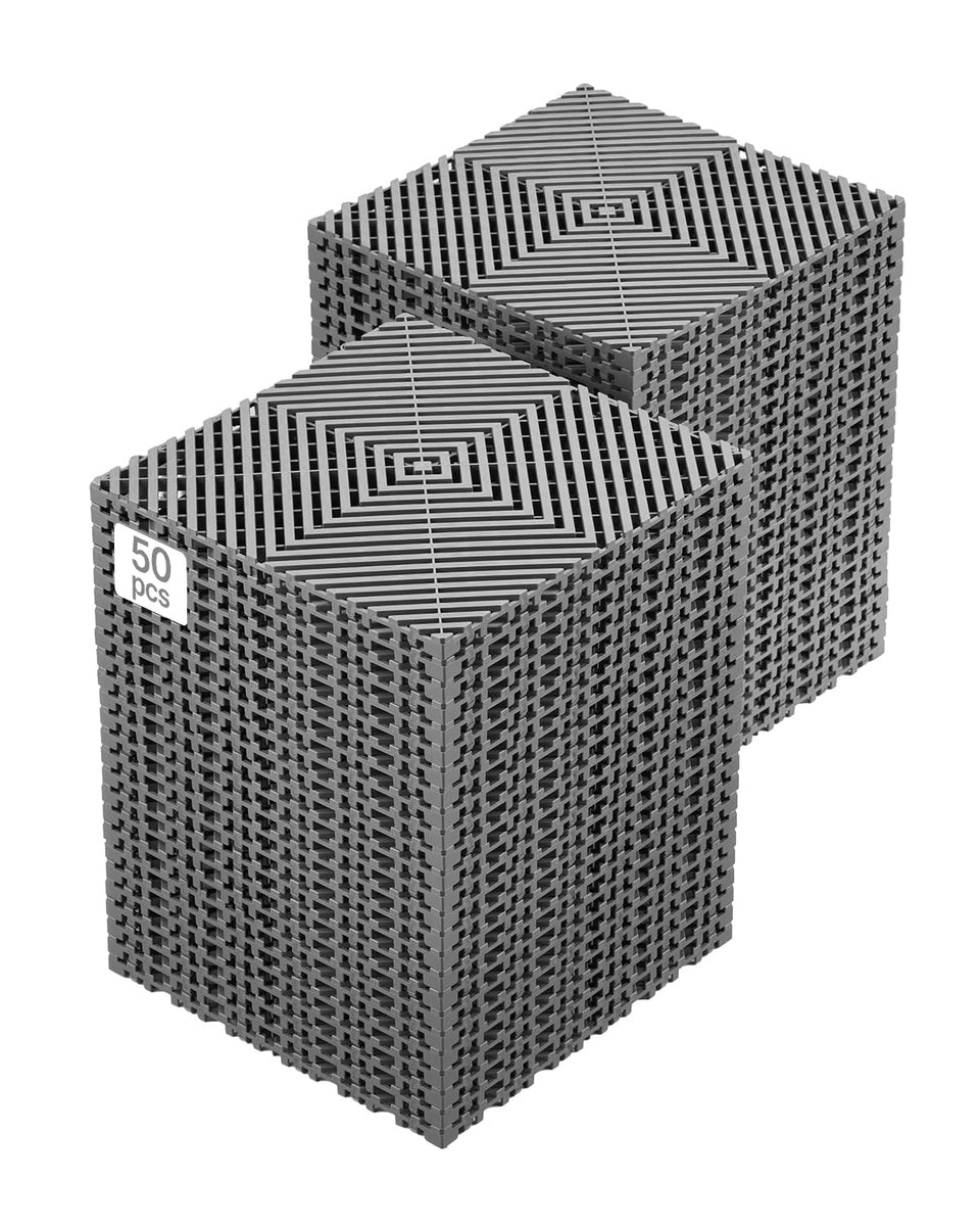 VEVOR drainage mat front assembly showing full 50-piece layout and durable finish