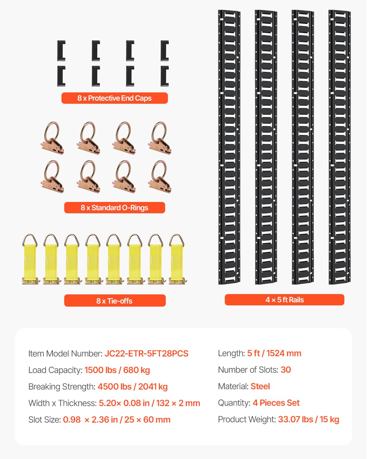 VEVOR rails installed in a trailer offering versatile cargo tie-downs
