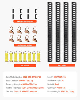 VEVOR rails installed in a trailer offering versatile cargo tie-downs