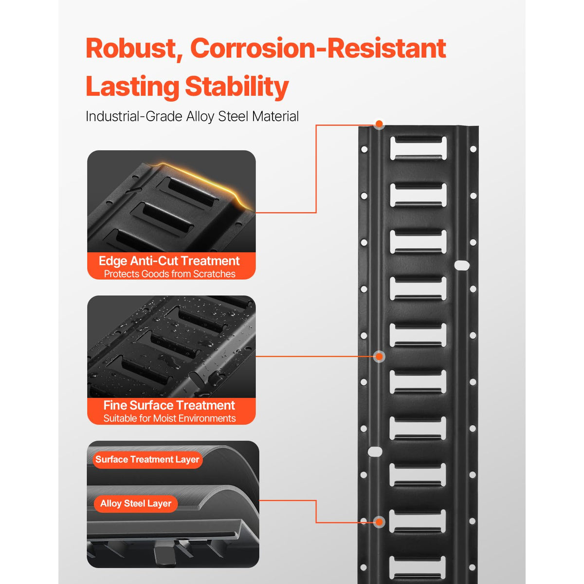VEVOR mounted E-track inside van showing organized cargo restraint benefits