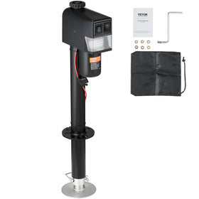 VEVOR front view of electric tongue jack showing robust frame and controls improving hitching