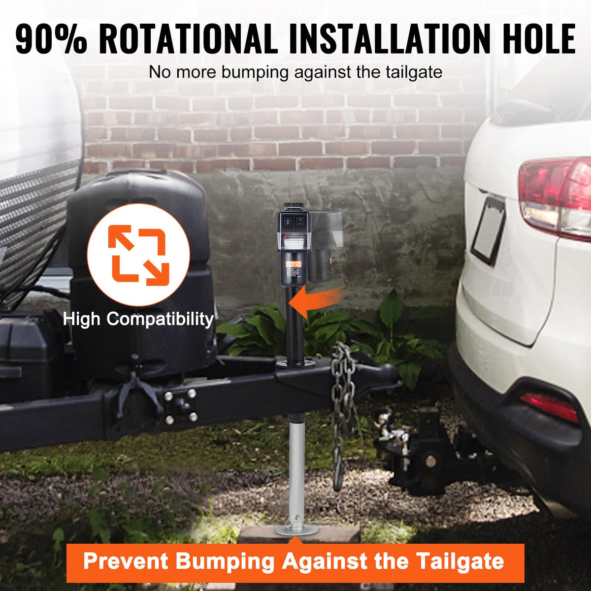 VEVOR rotating mount hole angle view showing 90-degree installation flexibility benefit