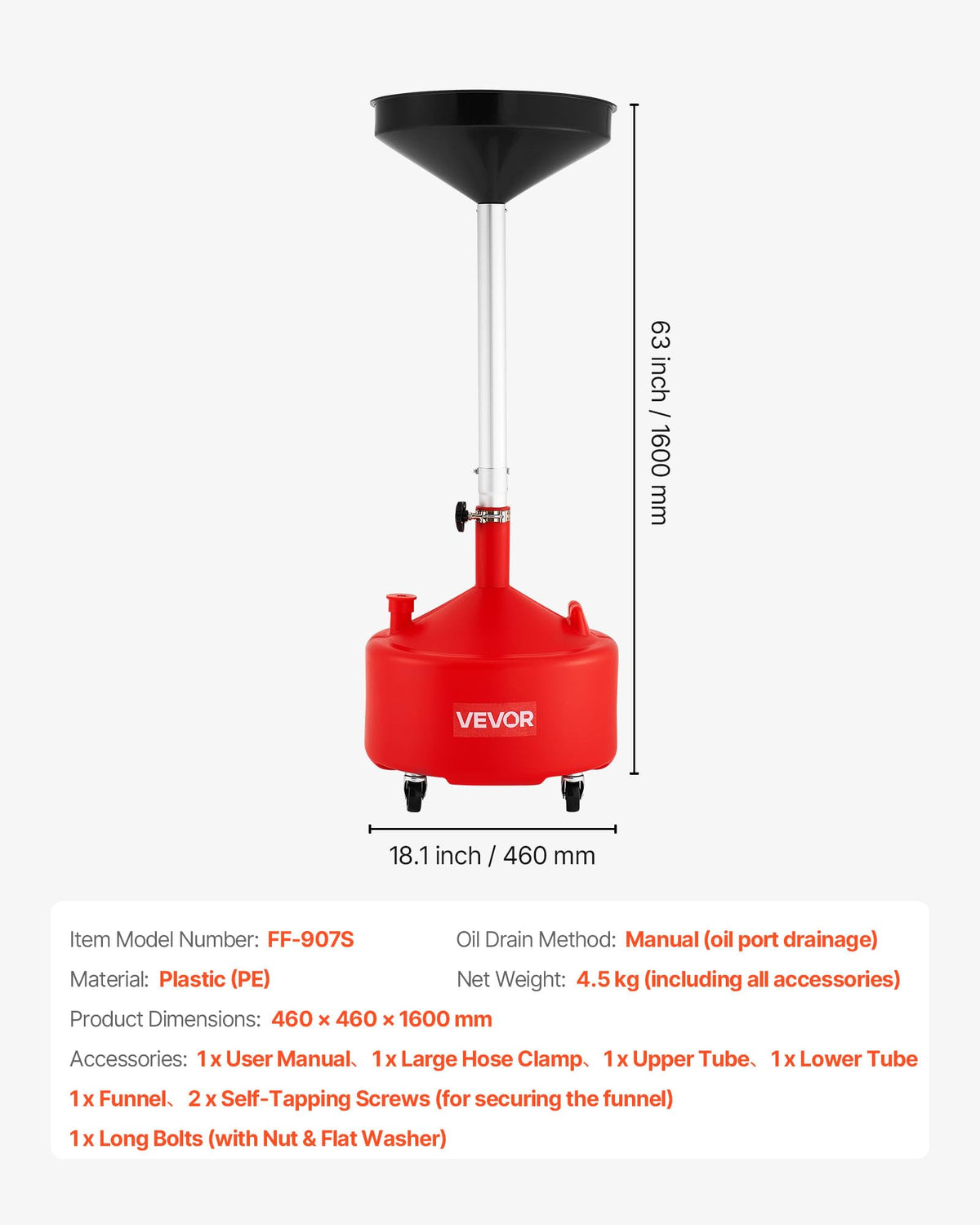 VEVOR pour spout and outlet for controlled emptying and cleanup