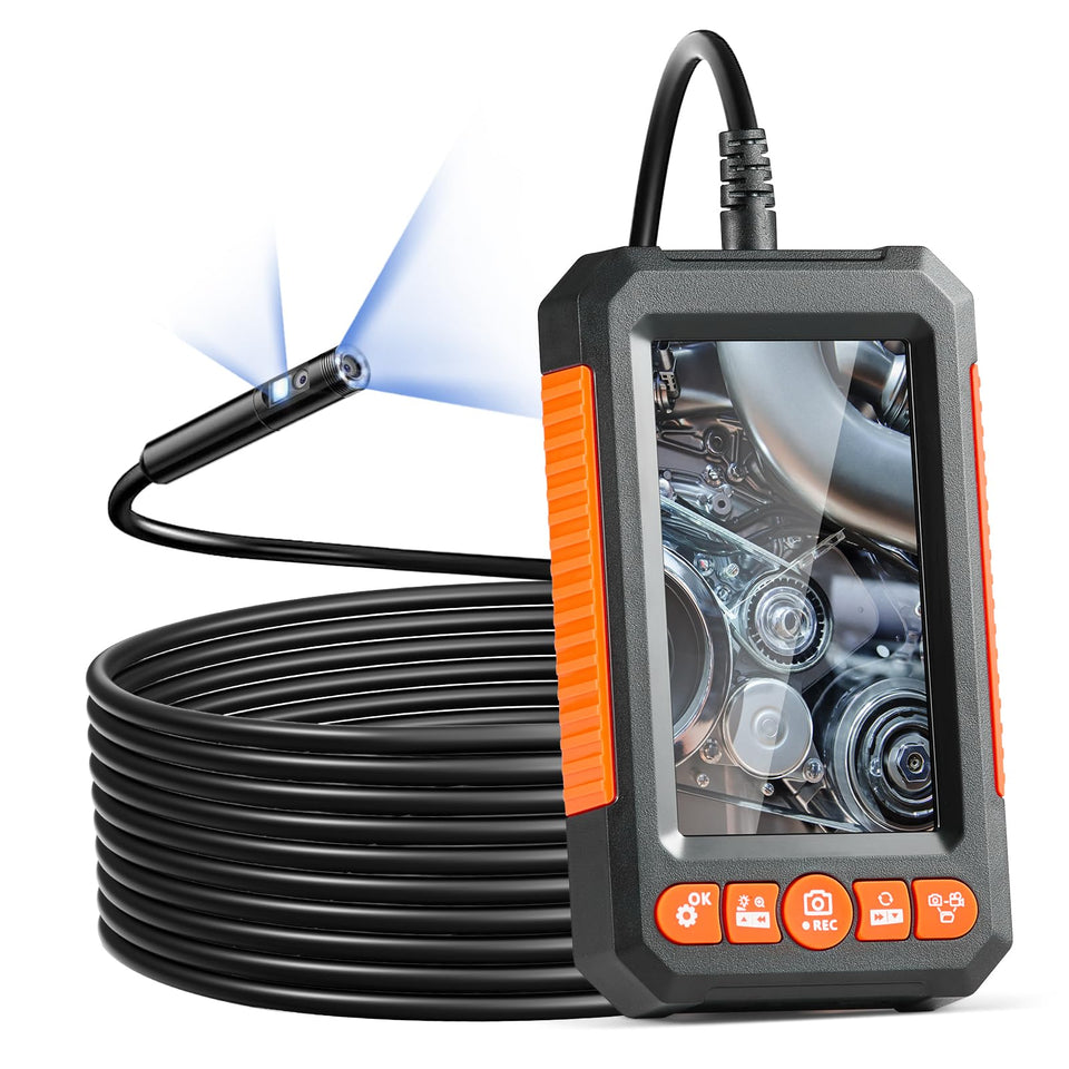 VEVOR endoscope front view showing dual-lens and probe for clear inspections