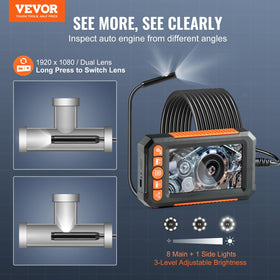 VEVOR endoscope 4.3-inch screen closeup displaying crisp 1080P image detail