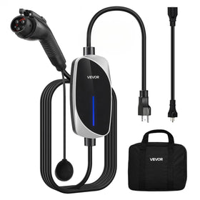 VEVOR front view of portable EV charger showing compact design and easy storage benefit