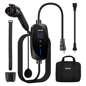 VEVOR front view of portable EV charger showing compact design and easy setup