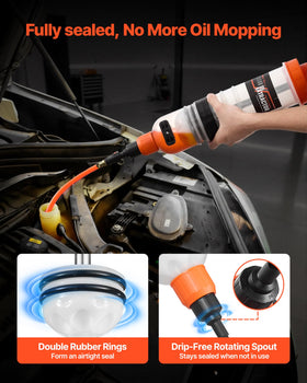 VEVOR pump piston detail with dual rubber rings ensuring airtight suction