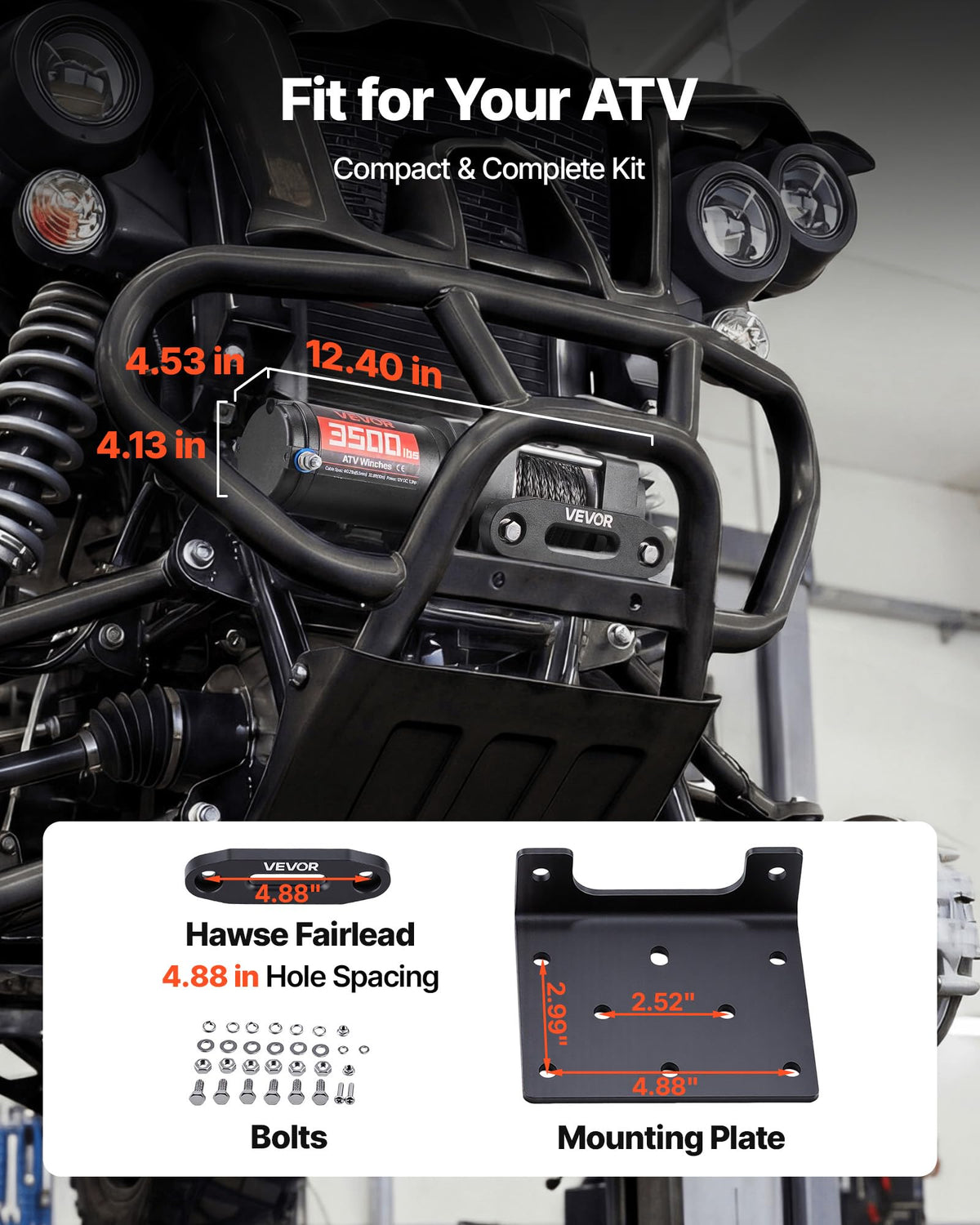 VEVOR fairlead and mounting plate displayed for easy installation guidance
