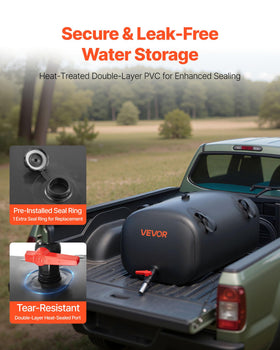 VEVOR filled bladder in truck bed demonstrating portable transport advantage