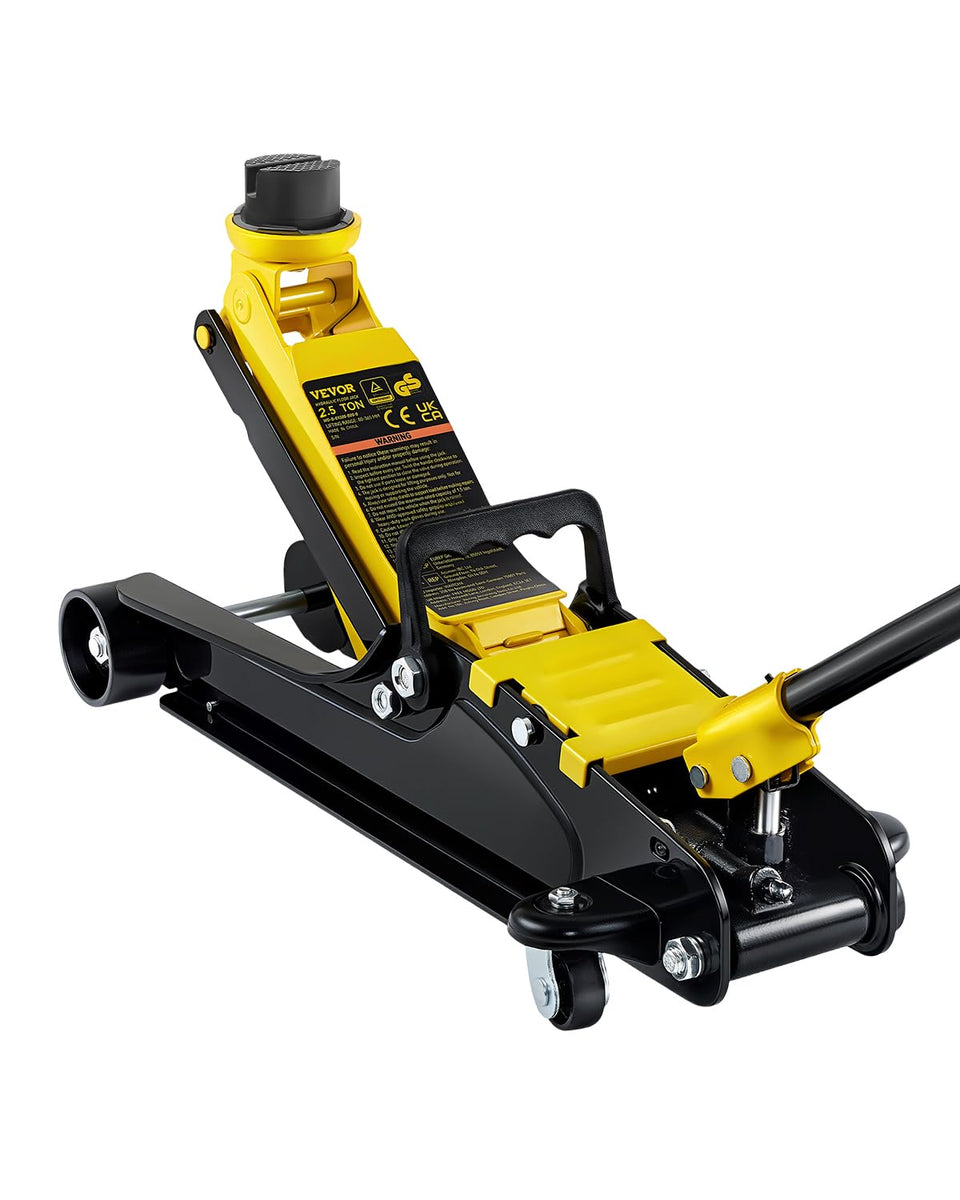 VEVOR front view of floor jack showing compact low-profile for tight spaces