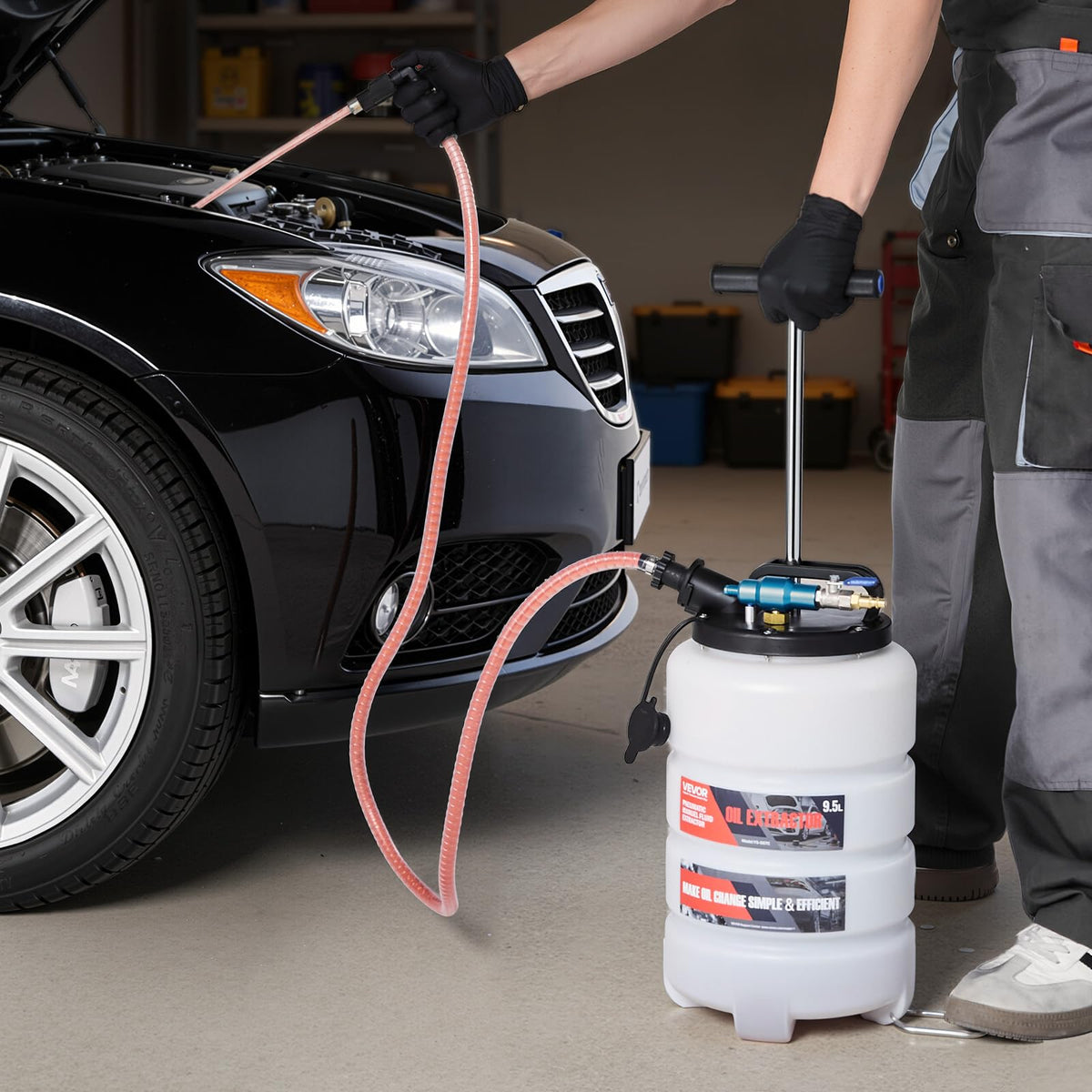 VEVOR dedicated brake‑fluid hose attached for precise small‑volume service