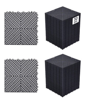 VEVOR front packaging showing 50-piece drainage mat kit and easy installation benefit
