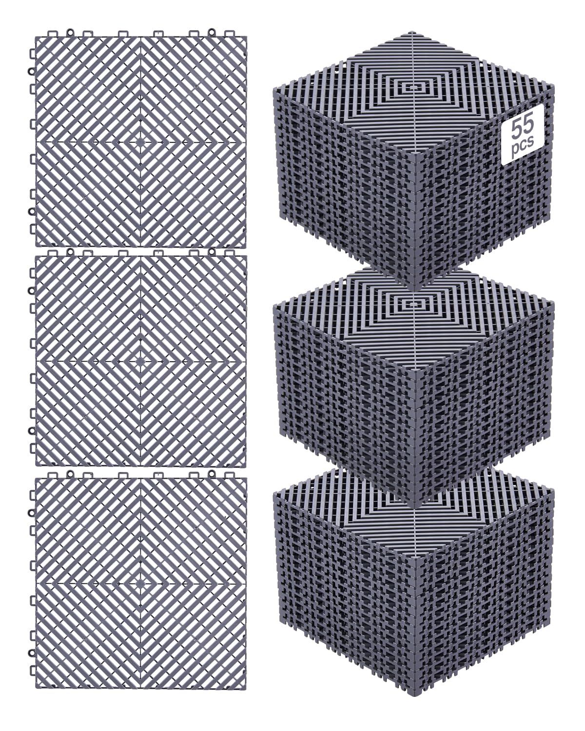 VEVOR front view of 55-piece tile pack showing modular convenience and heavy-duty build