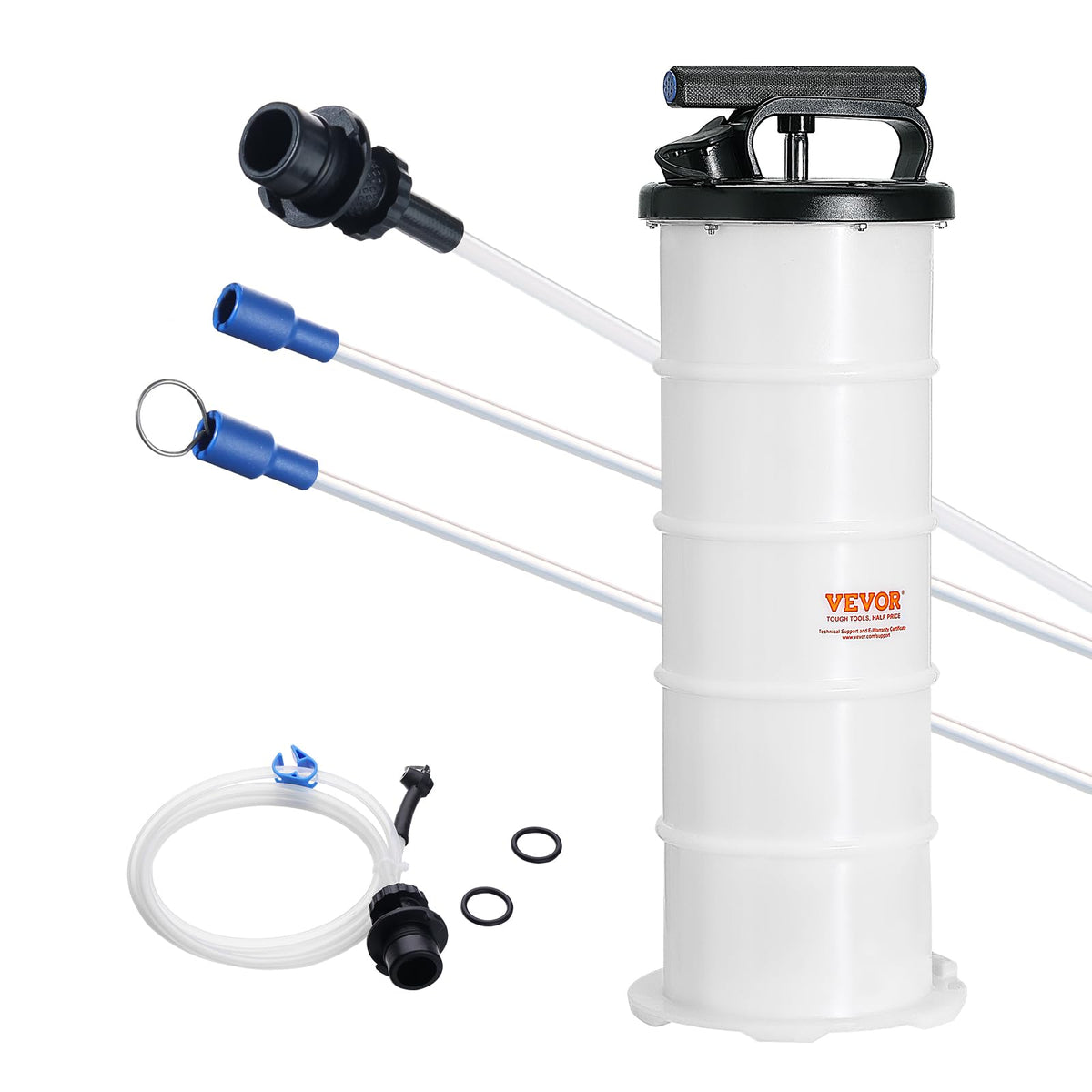 VEVOR front view of 6.5L extractor showing compact tank and handle benefit portability