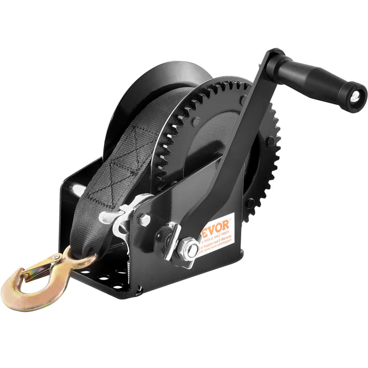 VEVOR front view mounted winch showing compact frame and easy installation benefit
