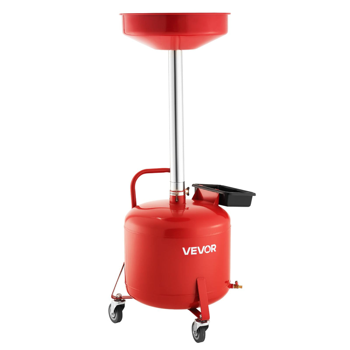 VEVOR front view of 8-gallon waste oil drain tank showing portability benefit