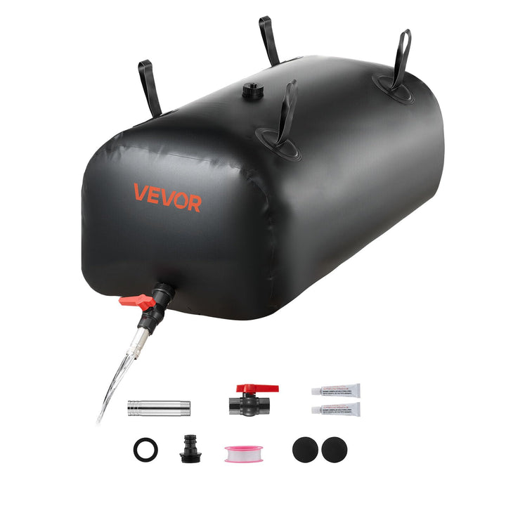 VEVOR front view of full bladder showing compact footprint and capacity benefit