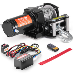 VEVOR front view of compact winch showing sturdy construction and quick mounting benefit