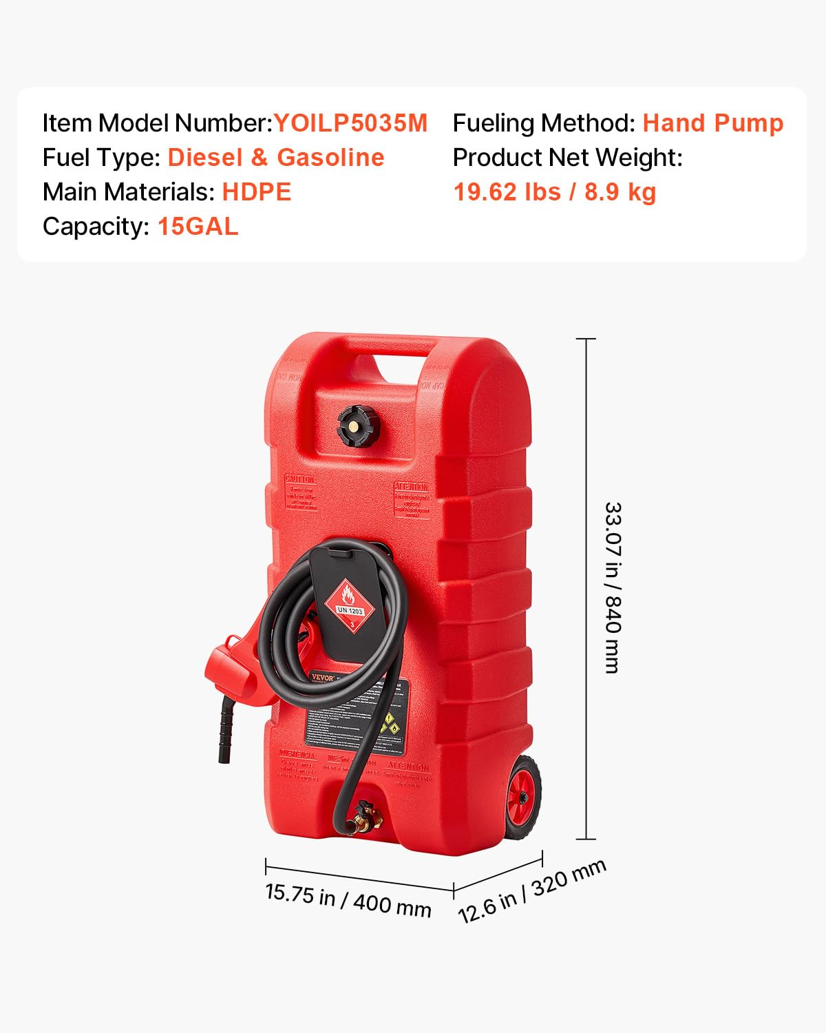 VEVOR fuel caddy in use at a dock refueling a boat for remote fueling convenience