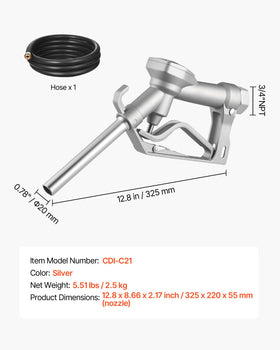 VEVOR fuel nozzle mounted on a transfer pump for fast refueling