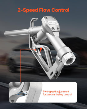 VEVOR fuel nozzle two-speed trigger lock detail for precise flow control