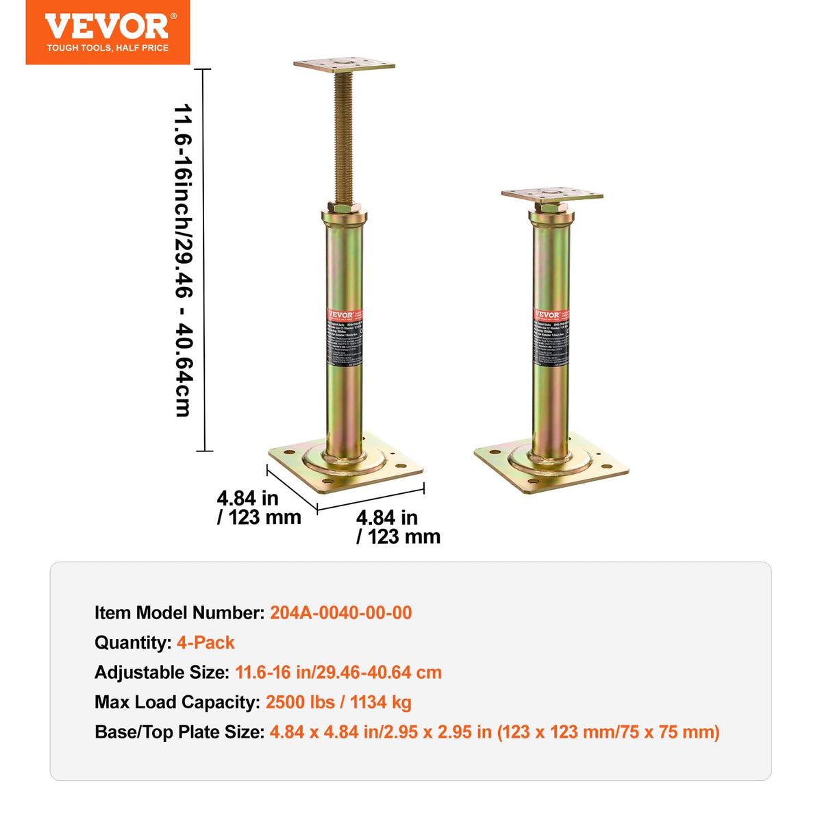 VEVOR galvanized finish detail showing corrosion resistance for long storage
