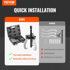 VEVOR assembled 3-inch puller used on a small bearing demonstrating compact extraction power