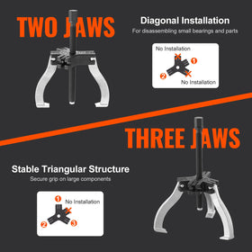 VEVOR assembled 7-inch puller gripping a larger hub to show heavy-duty removal capability