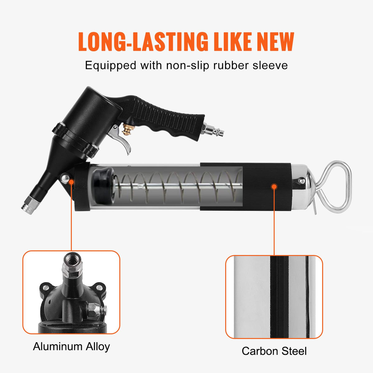 VEVOR flat coupler close-up showing secure seal and fast coupling benefit