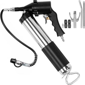 VEVOR grease gun front view showing compact body and ergonomic handle for easy control