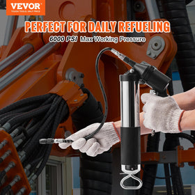 VEVOR grease gun flexible 18.5-inch hose close-up for reaching tight grease fittings