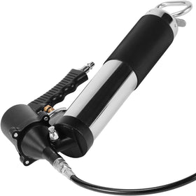 VEVOR grease gun in use on a vehicle axle showing efficient lubrication in action
