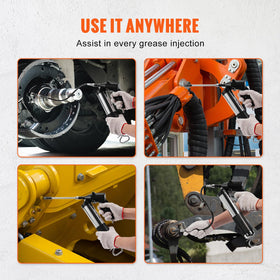 VEVOR grease gun side profile highlighting compact dimensions and robust build