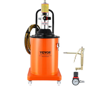 VEVOR grease pump front view showing tank and handle for easy mobility