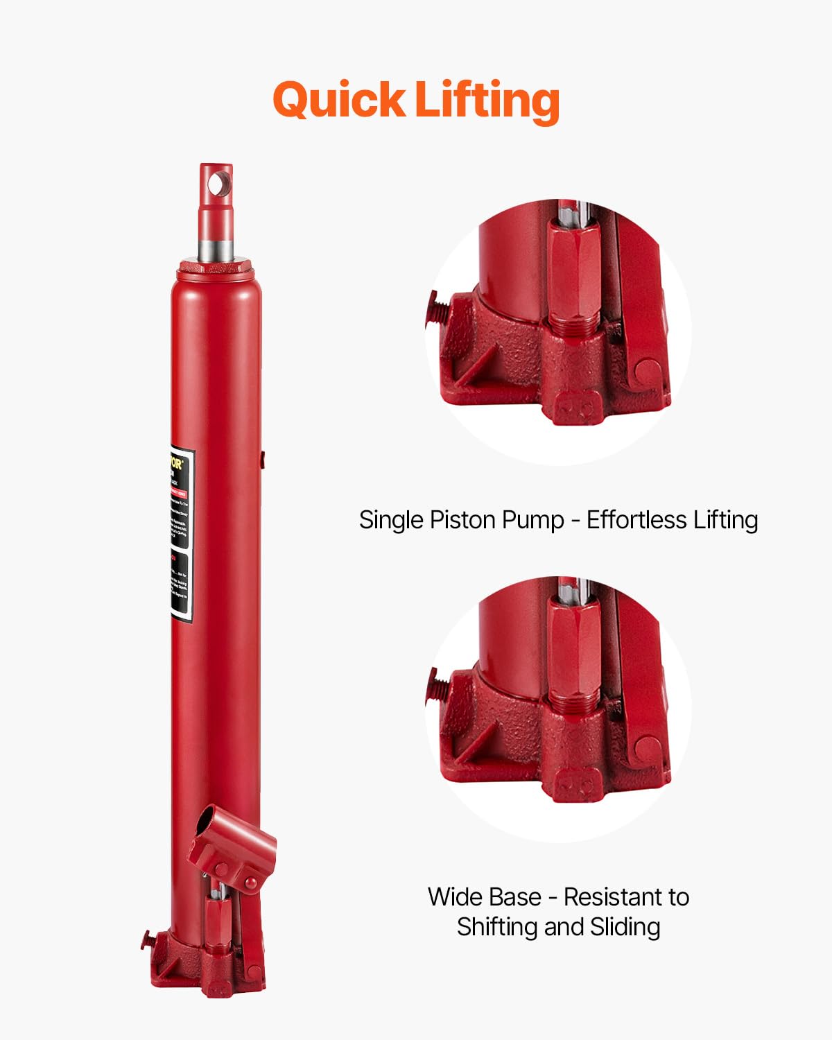 VEVOR rubber handle and pump showing comfortable grip and reduced fatigue