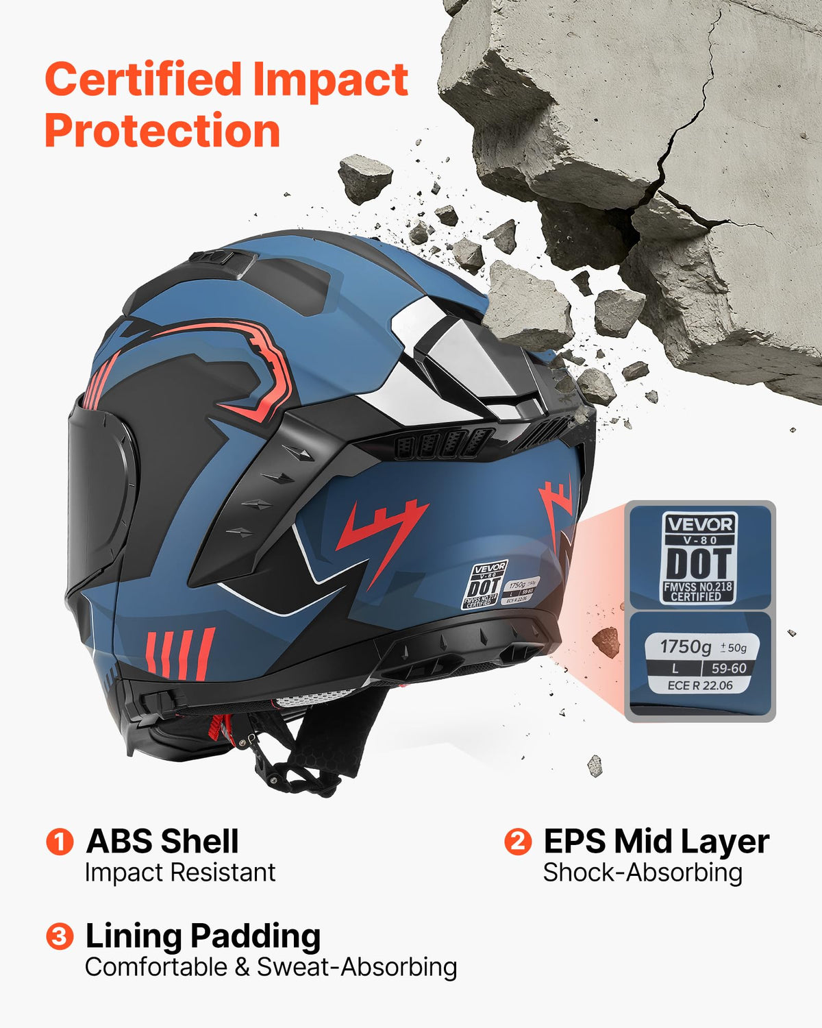 VEVOR helmet dual visors closed demonstrating glare control benefit