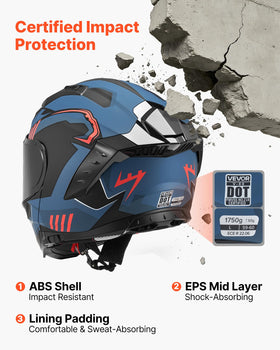 VEVOR helmet dual visors closed demonstrating glare control benefit