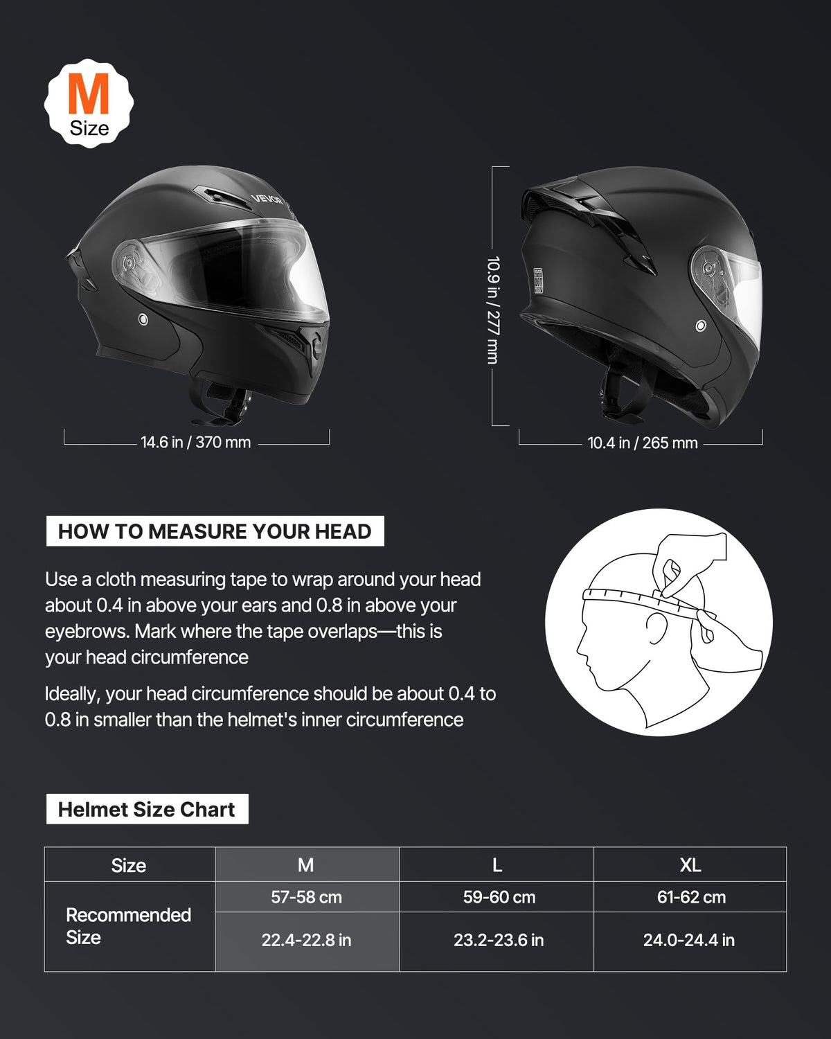 VEVOR helmet large clear visor closeup providing wide clear view