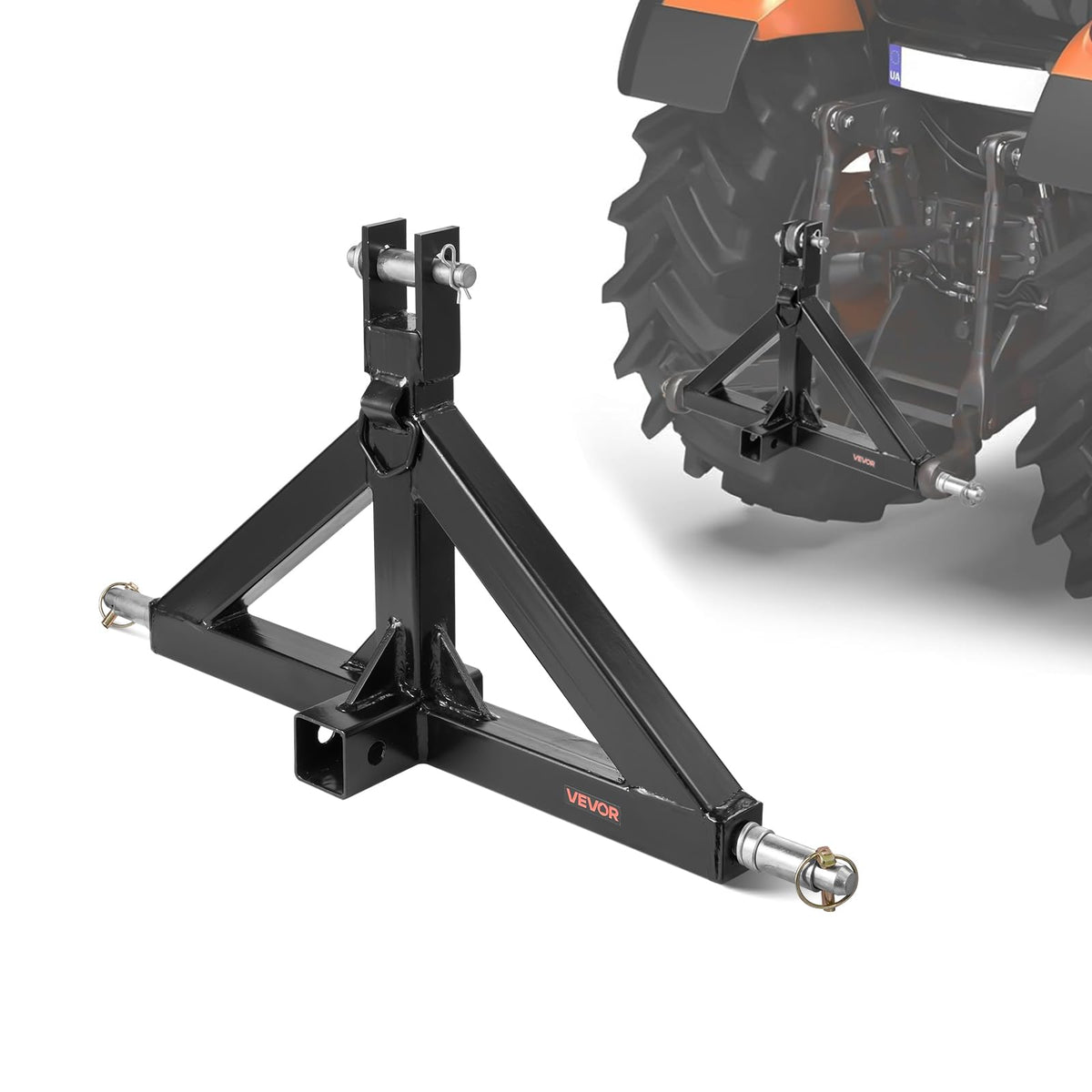 VEVOR hitch receiver installed on tractor showing versatility