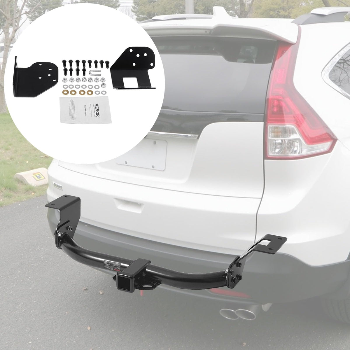 VEVOR hitch next to ruler to show scale and receiver dimensions for compatibility