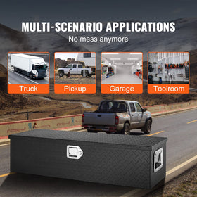 VEVOR toolbox mounted in a pickup bed demonstrating organized, protected storage