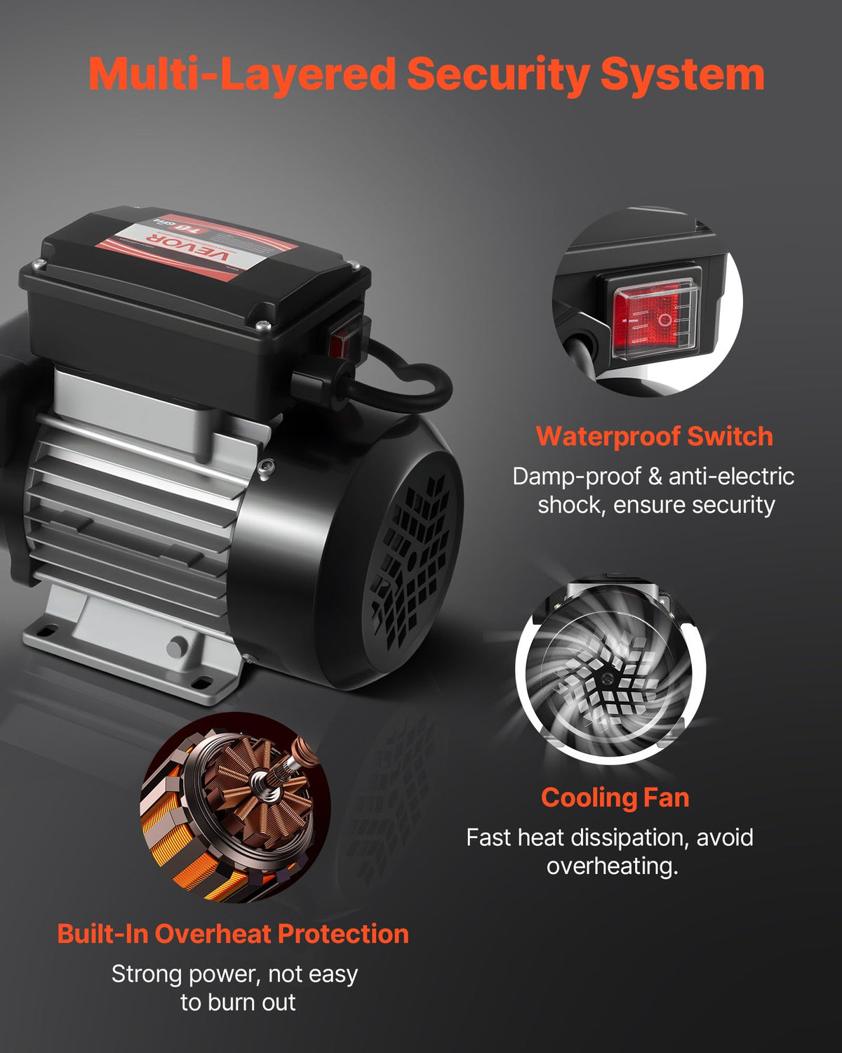 VEVOR inlet and outlet connection detail enabling easy hose compatibility